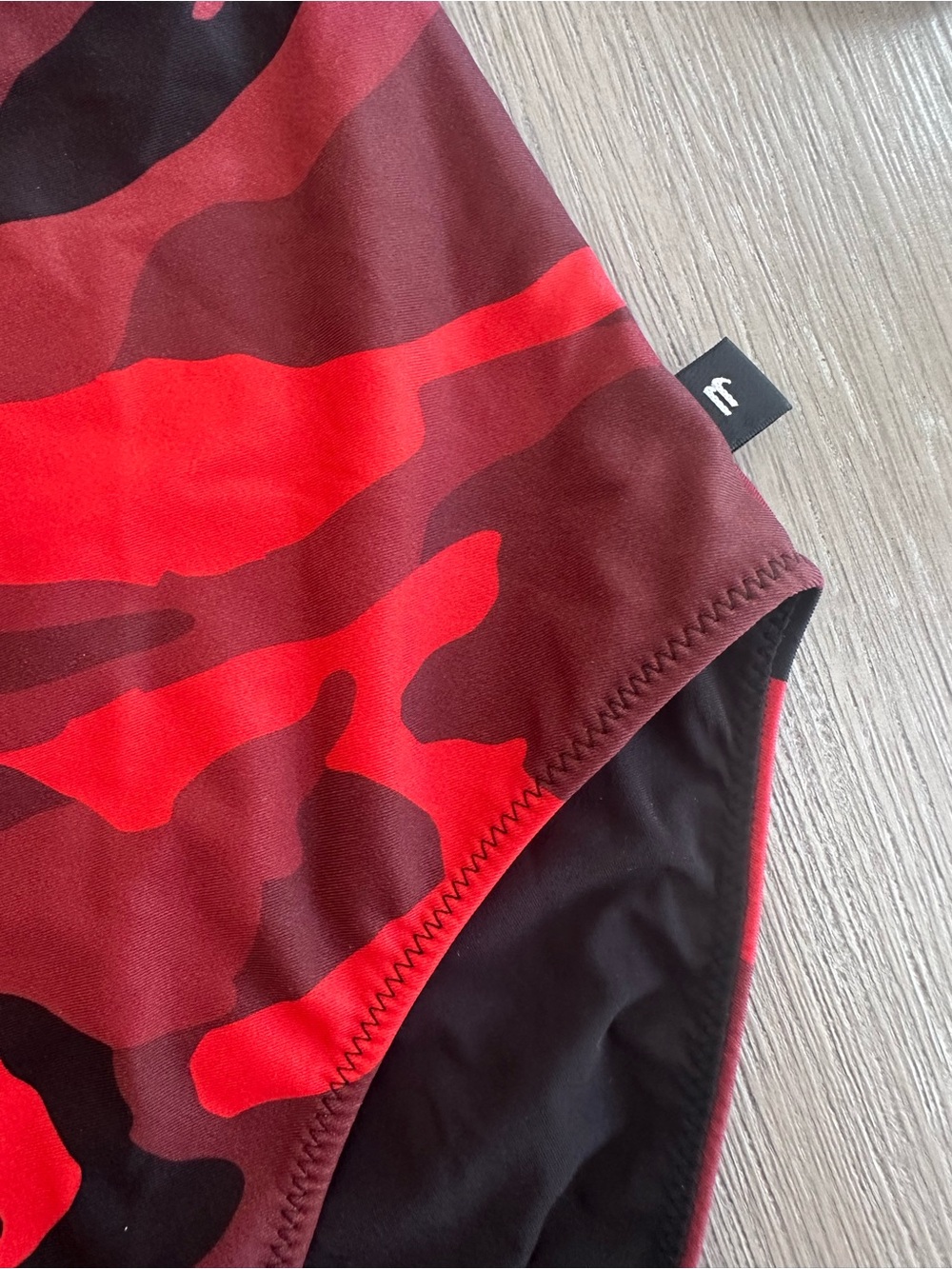 Balenciaga Red and Black Camouflage One-Shoulder Swimsuit. NWOT. - Picture 5 of 5